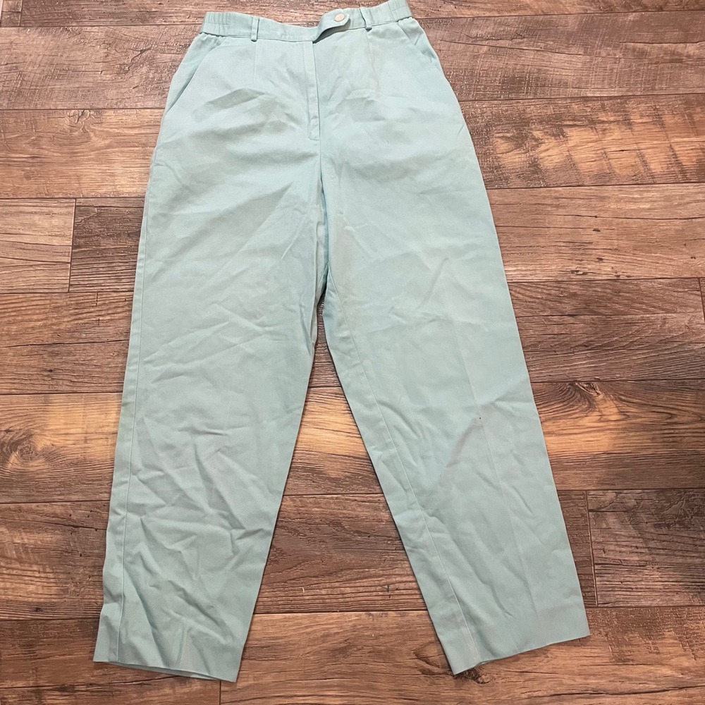 VTG Talbots David Brooks Aqua Blue Pleated High Rise Pants 25999 Sz 6